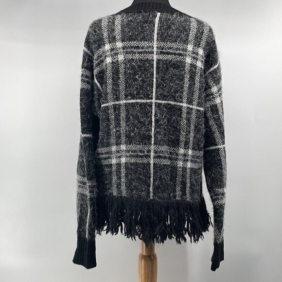 𝅺1. STATE Eyelash Plaid Fringe Sweater warm cozy soft winter vibes sz xl - Picture 8 of 11